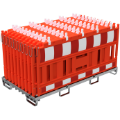 SET | with 20 panel fence | on storage and transport crossbar | with lamp adapter | with red/white foil, type RA2/B | type of barrier NOX red